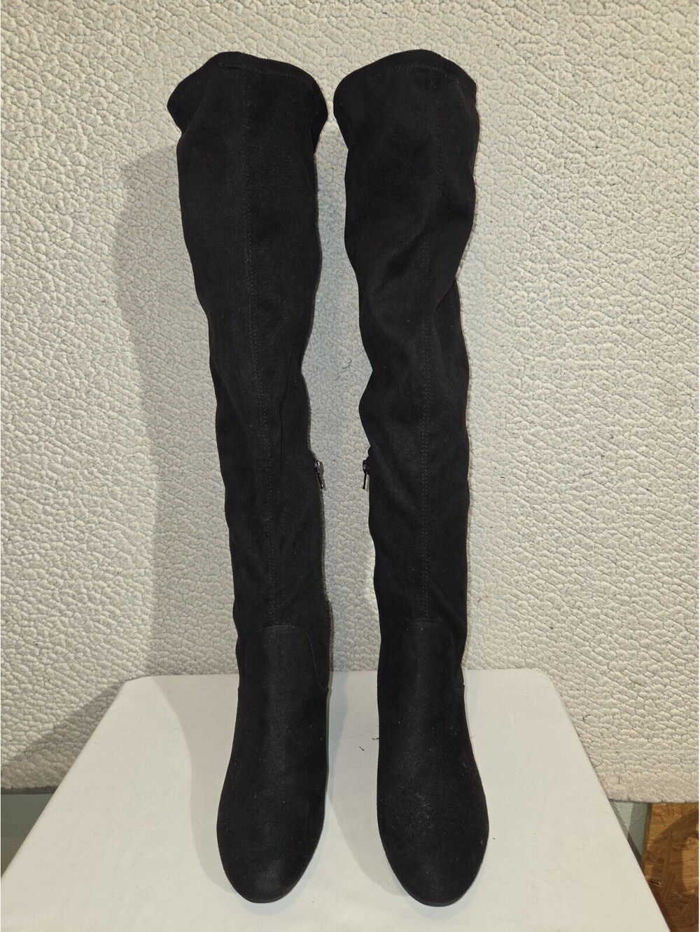 Bar 111 Boots Sz 11 M Over The Knee Black Fabric Side Zip Grunge Punk Goth...
